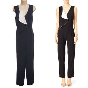 Sachin & Babi Kalpana NEW Colorblock Draped Front Pant Jumpsuit Black/White 6